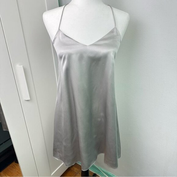 Club Monaco 100% Silk Slip Dress Racer Back Spaghetti Strap Size 00 - Picture 2 of 8